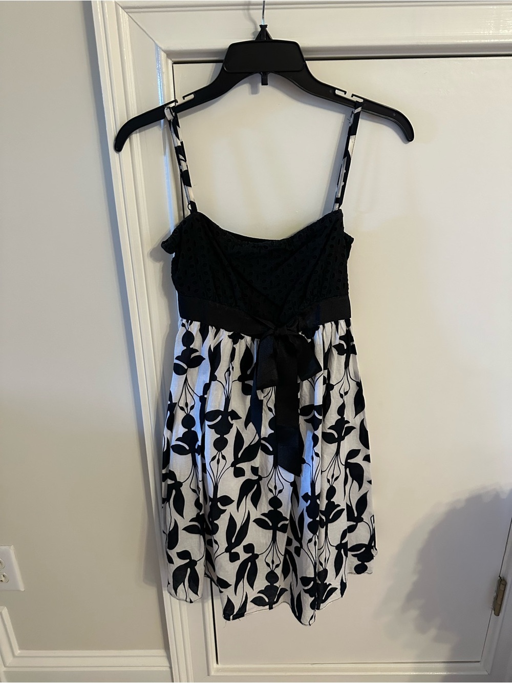 Black & White Floral Sundress with Bow